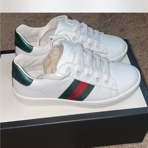 Kids White and Green Sneakers